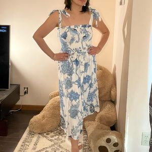 White blue smock dress